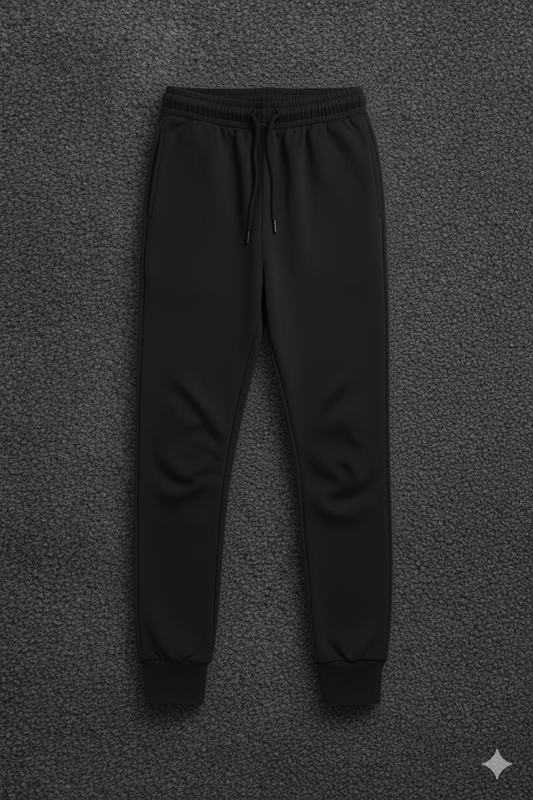 Men's Black Casual Cotton Plain Trouser